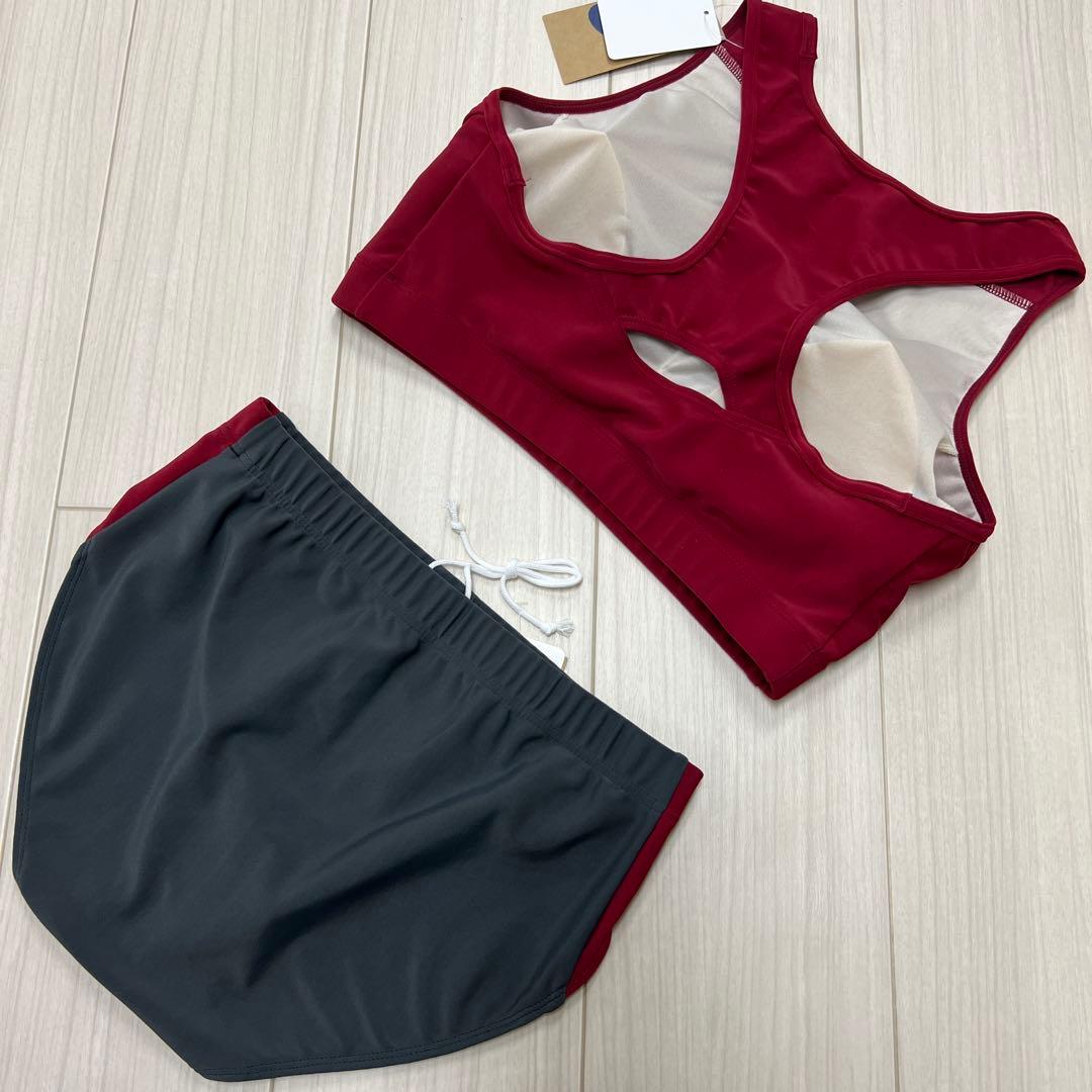 アシックス　女子陸上ユニフォーム上下セット　エンジ×ダークグレー　3XL　新品