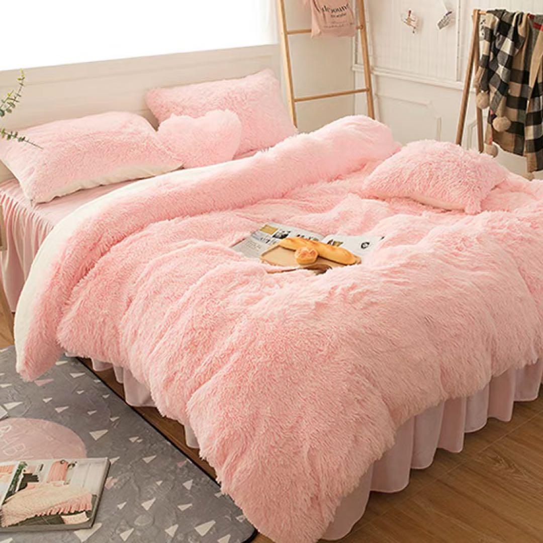 ふわふわモコモコあったか寝具カバーセット　セミダブルカバーセット（5色）