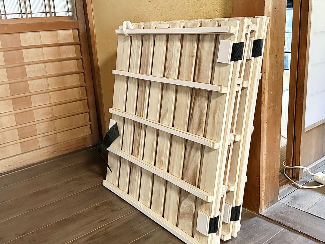 三つ折りすのこマット/天然木桐材(無塗装）