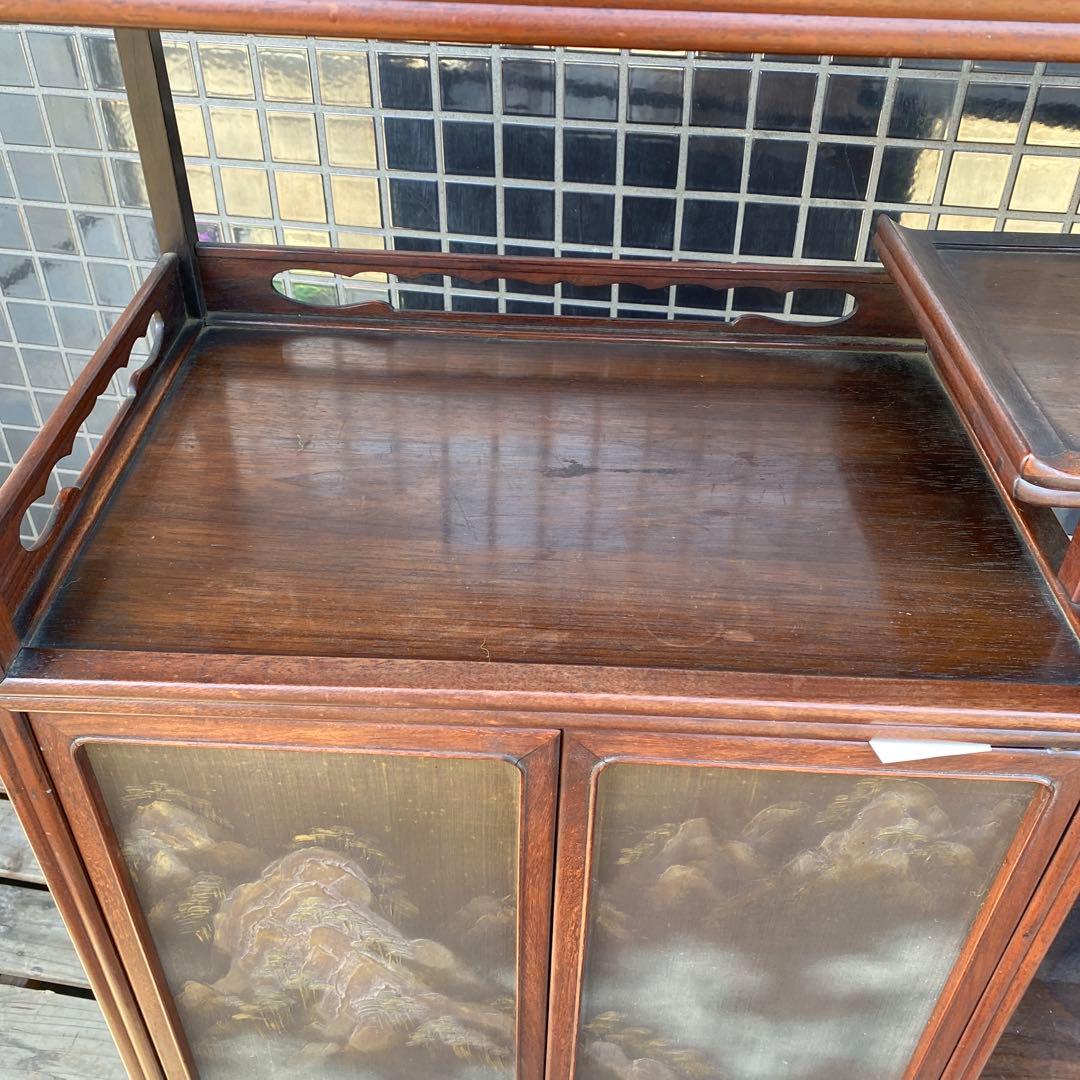 時代物 蒔絵飾り棚 紫檀 骨董品 古家具 店舗什器 箪笥 古美術