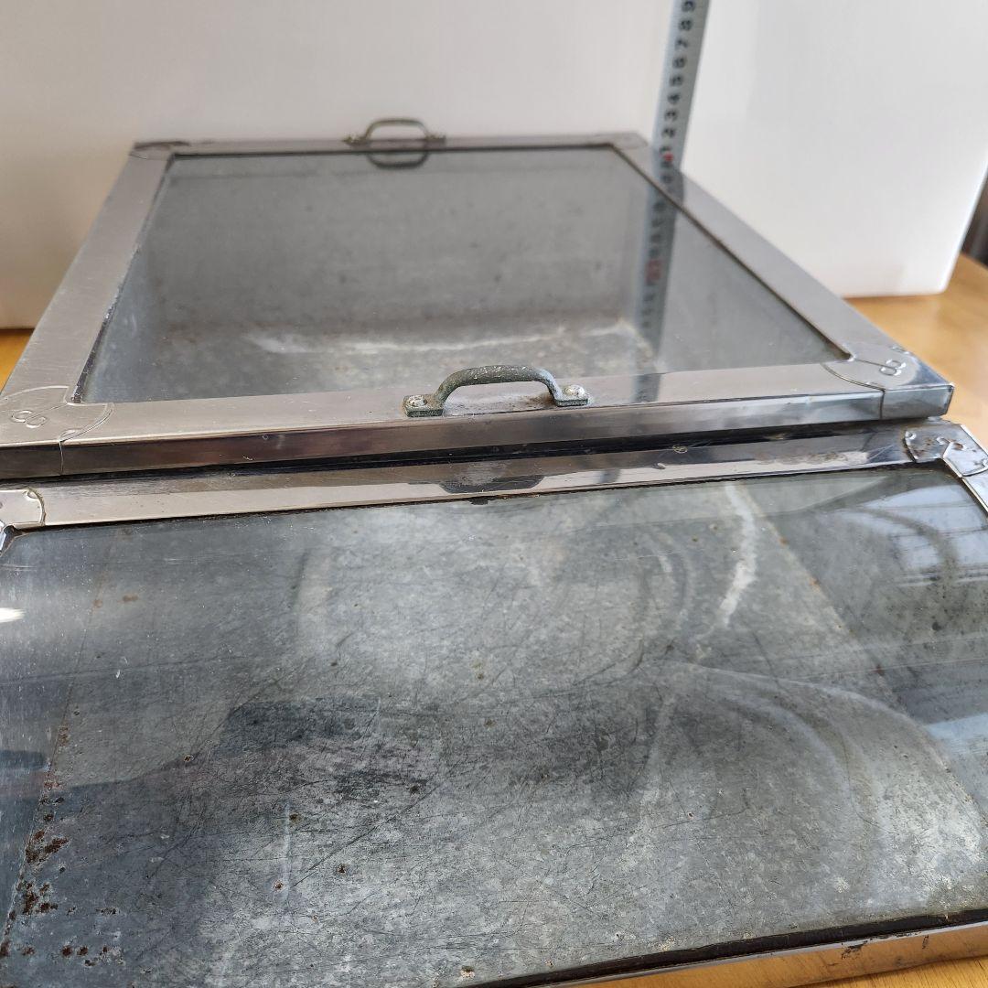 【希少】レトロ雑貨 ブリキとガラス 収納ケース ②