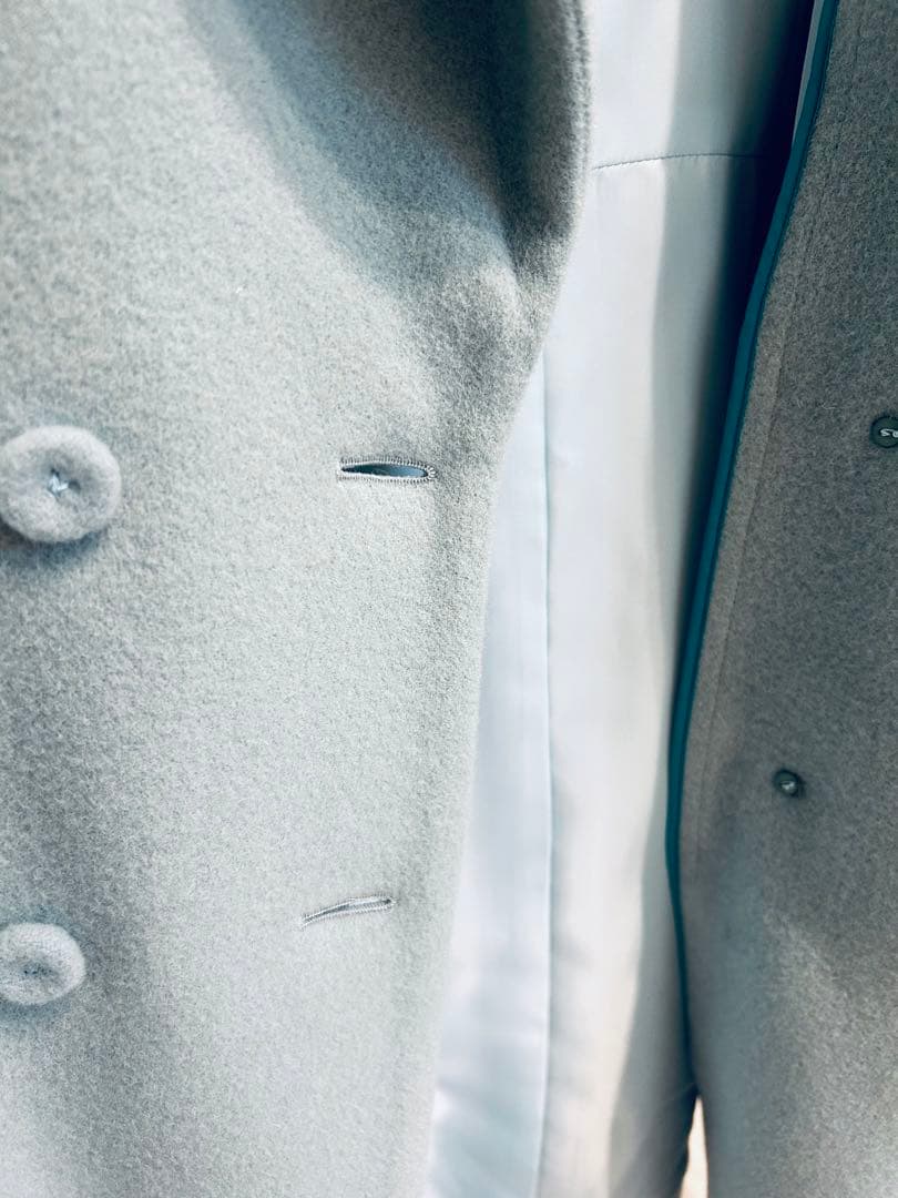 ティファニーブルーコート値下げしました！ブルーグレー　ウール100% グレー