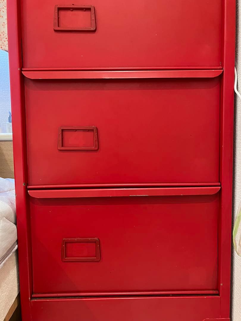 ビンテージ風スチールキャビネット　5段　赤