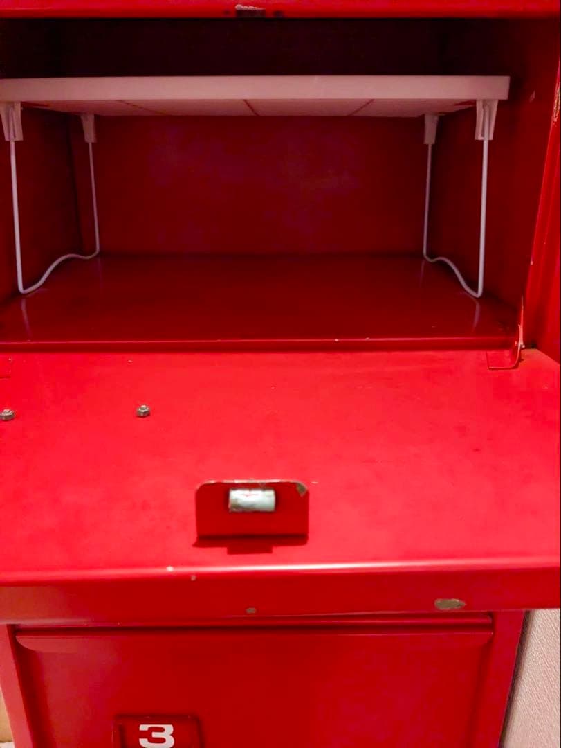 ビンテージ風スチールキャビネット　5段　赤