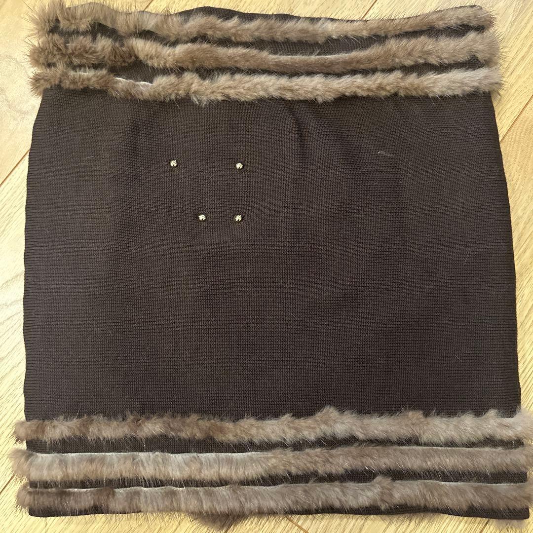 ルイヴィトン　ネックウォーマー　ブラウン　ファー　スヌード　ミンク M74728