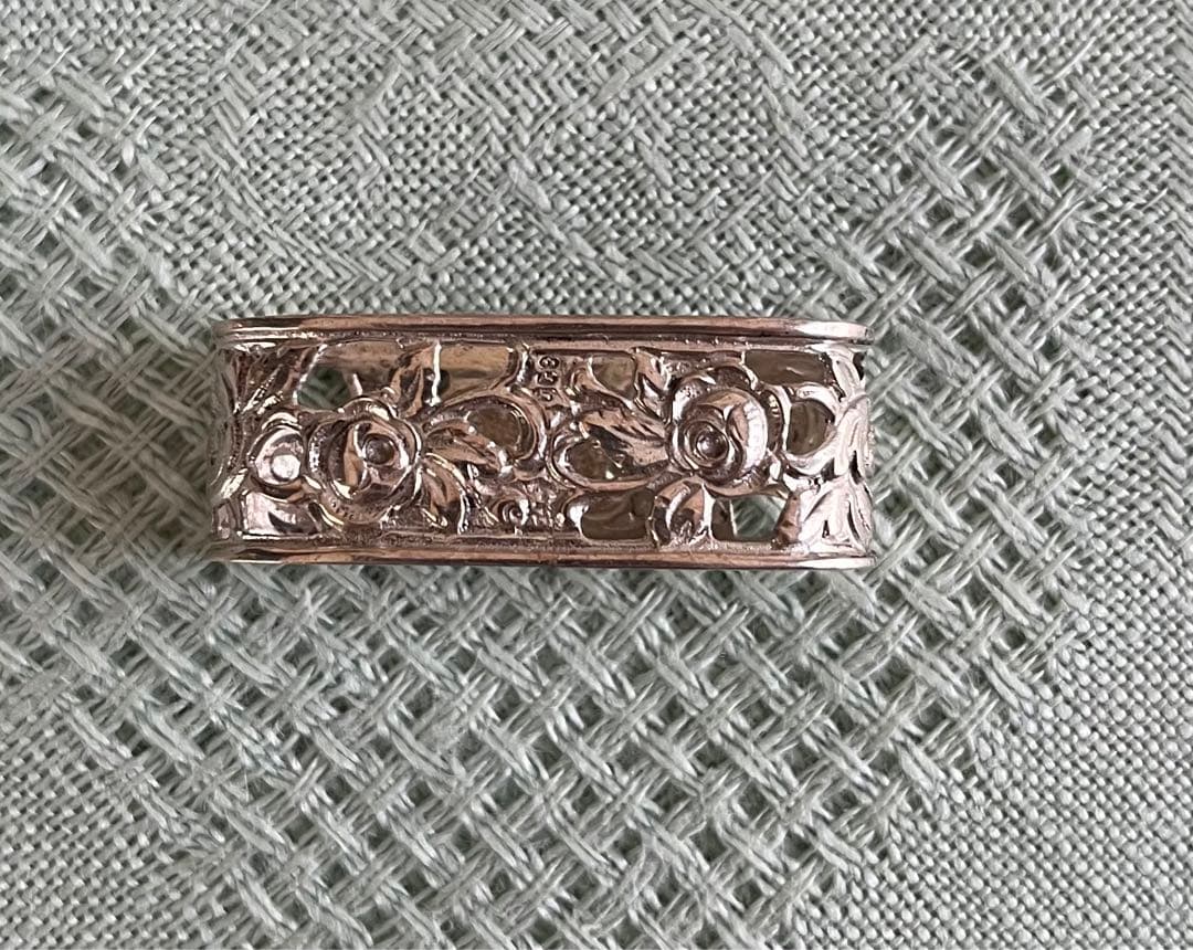 ナプキンリング★アンティークシルバー★バラ★透かし彫り★5個組
