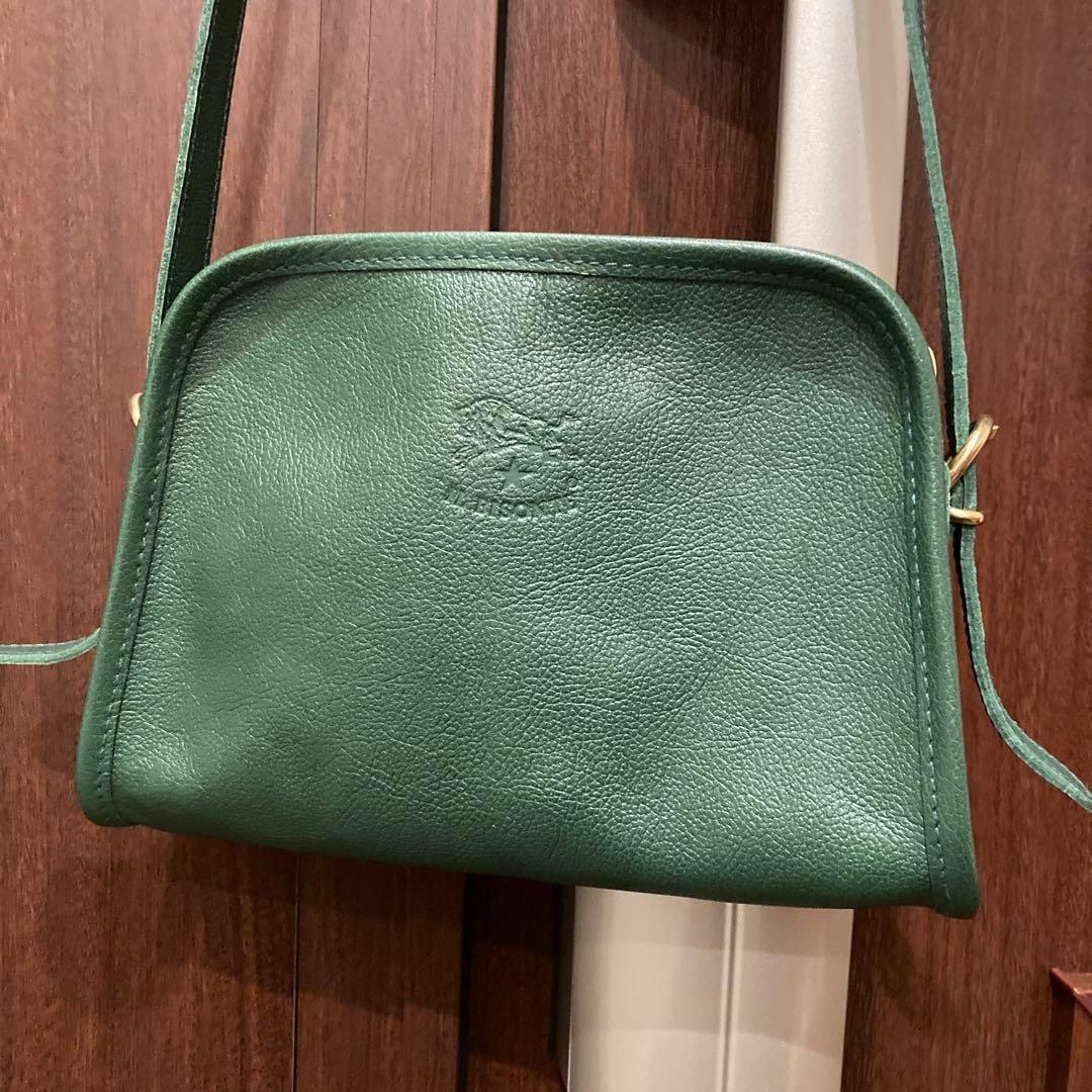 グリーンレザーショルダーバッグ イルビゾンテ