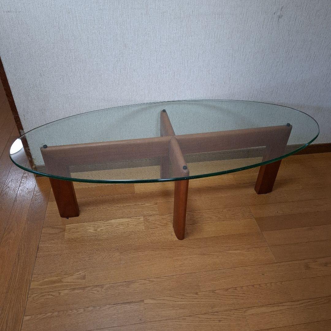 楕円形ガラスセンターテーブル　ガラス部のみ①