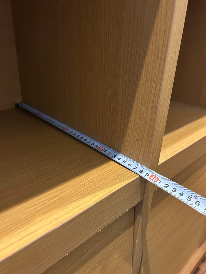 オーク調 フラップ扉付き 6マス収納棚／キャスター付き（完成品）