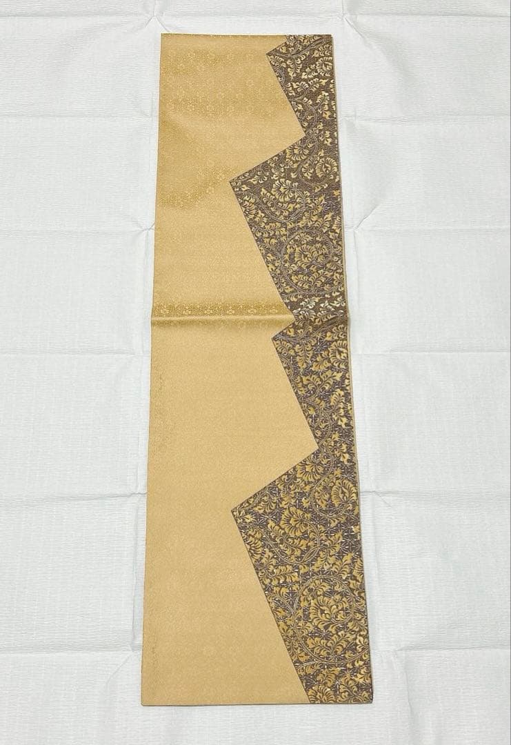 梅垣織物　袋帯　松皮取唐花文　西陣織　正絹　金糸　逸品