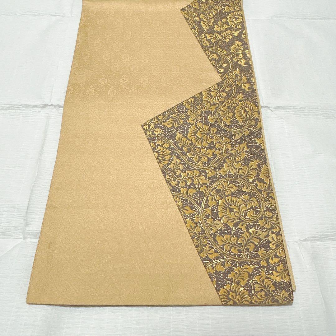 梅垣織物　袋帯　松皮取唐花文　西陣織　正絹　金糸　逸品