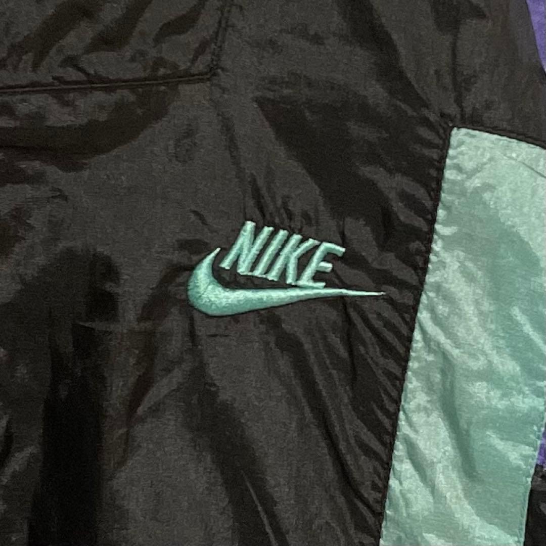 955【入手困難】ナイキ♤刺繍ロゴ　90s 銀タグ　ナイロンジャケット　美品