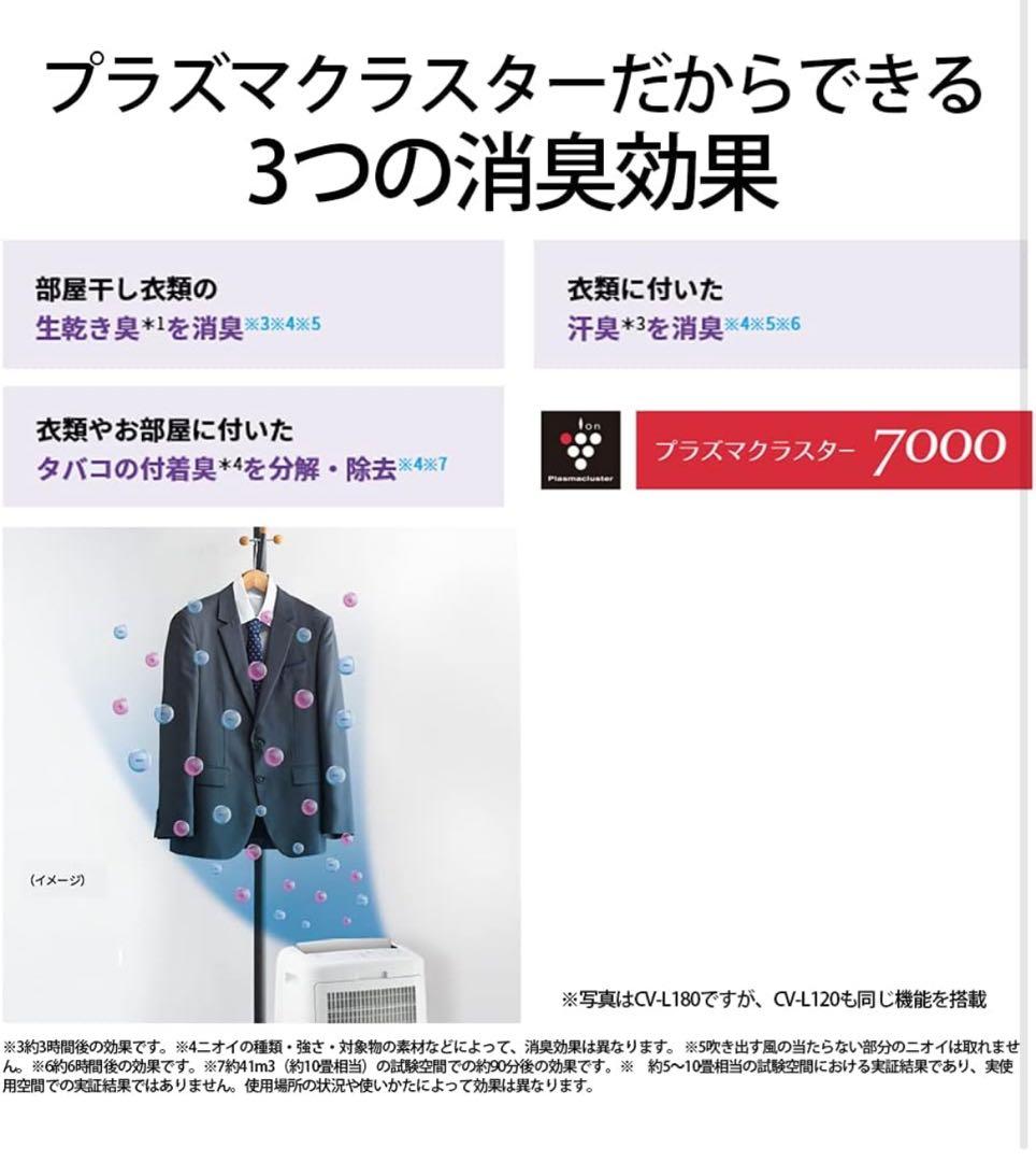シャープ 衣類乾燥機 除湿機 プラズマクラスター 7000 CV-L120