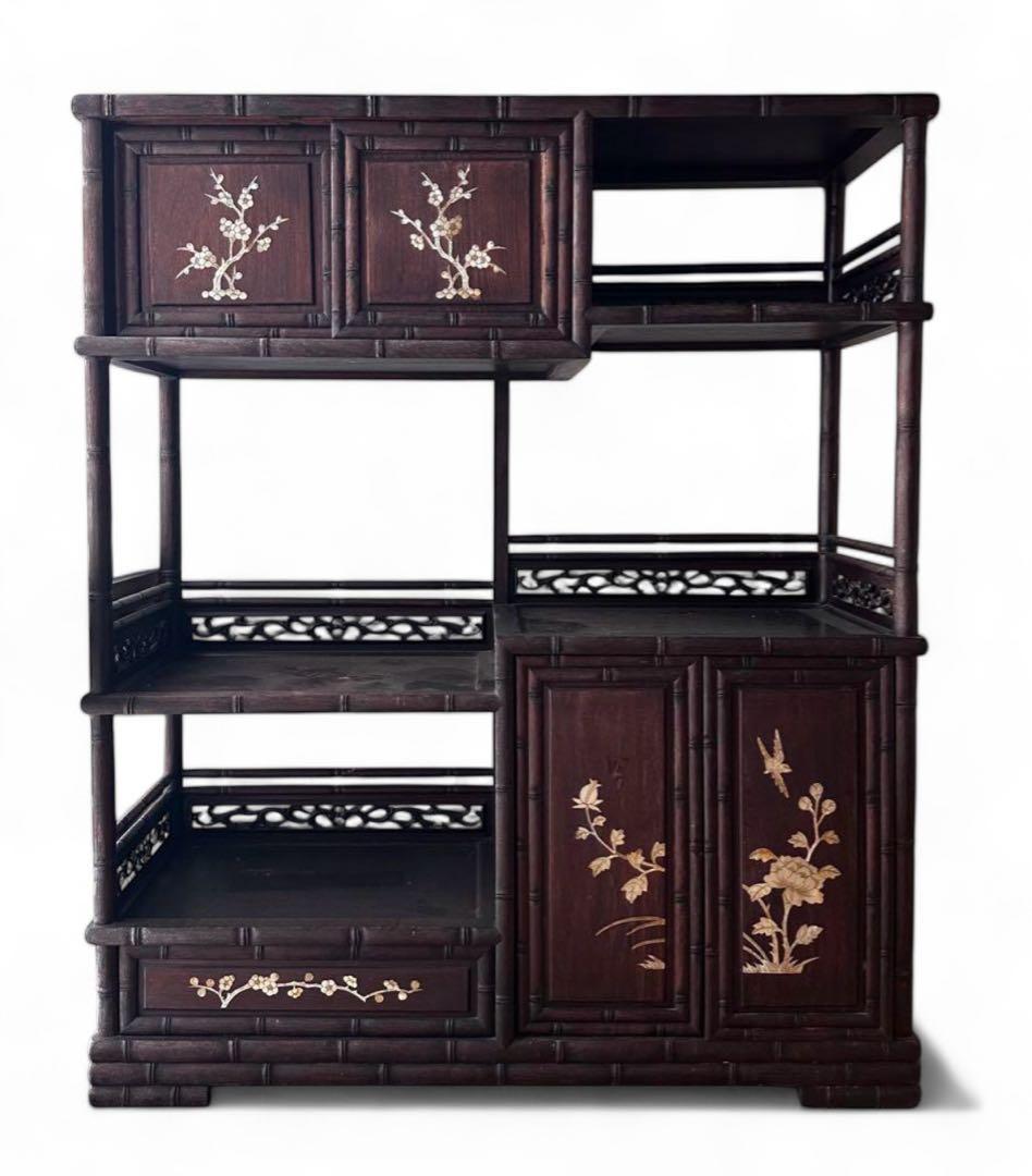 アンティーク　飾り棚　蒔絵　螺鈿