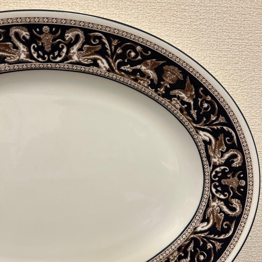 ウェッジウッド　フロレンティーン　コバルト　オーバルプレート　ディナープレート