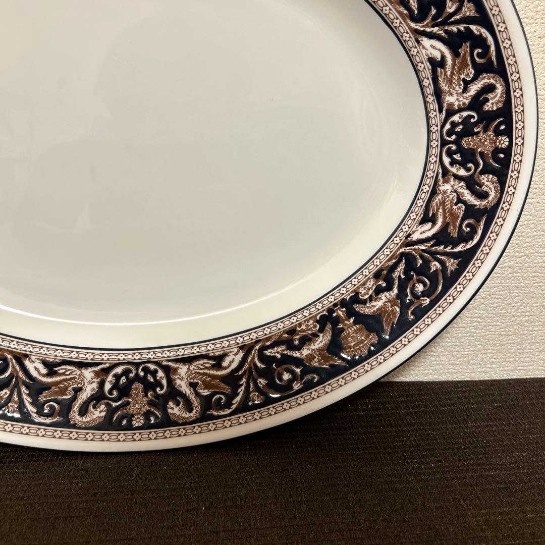 ウェッジウッド　フロレンティーン　コバルト　オーバルプレート　ディナープレート