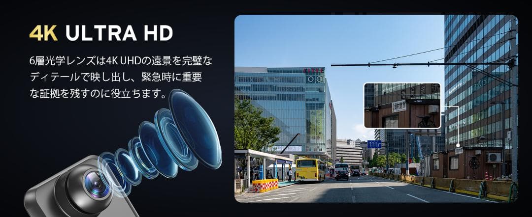 ドライブレコーダー ミラー型【2025年 4KHD画質・降圧ケーブル】