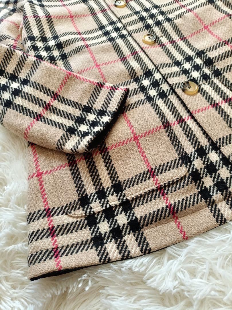 美品　 バーバリーロンドン　ノバチェック　リバーシブル　ジャケット コート　毛