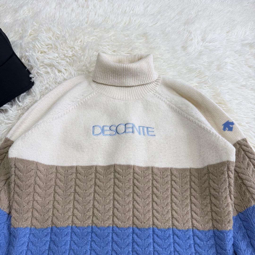 【デサントゴルフ】美品 タートルネック ケーブルニット Mサイズ レディース