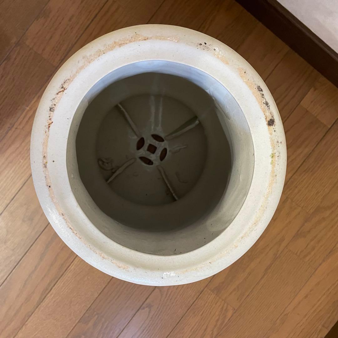 陶器　花柄　椅子　花台　スツール 腰掛 ガーデンチェア　高さ約34.5cm