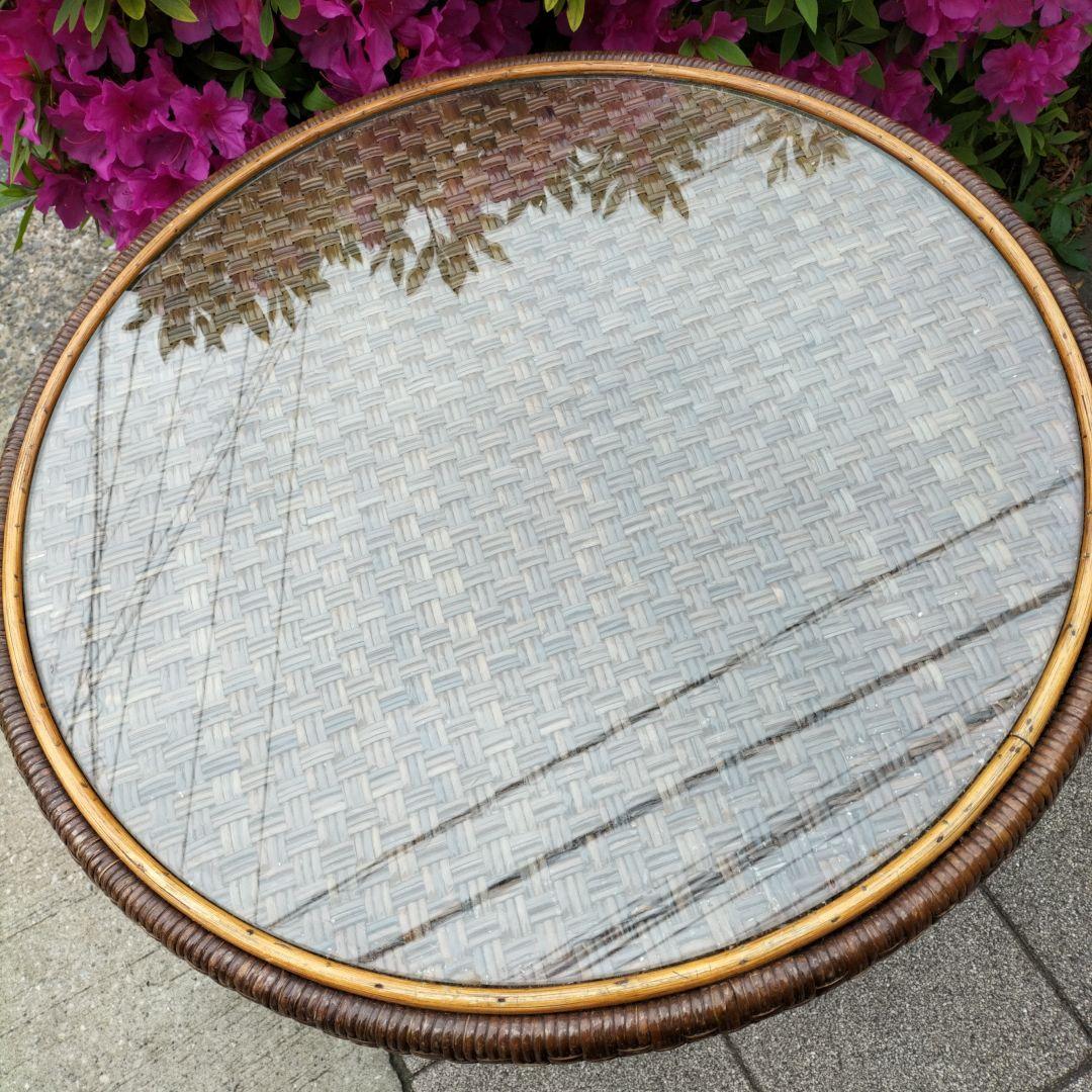 kazama/カザマ/ラタン/籐家具/テーブル/丸テーブル/ガラステーブル