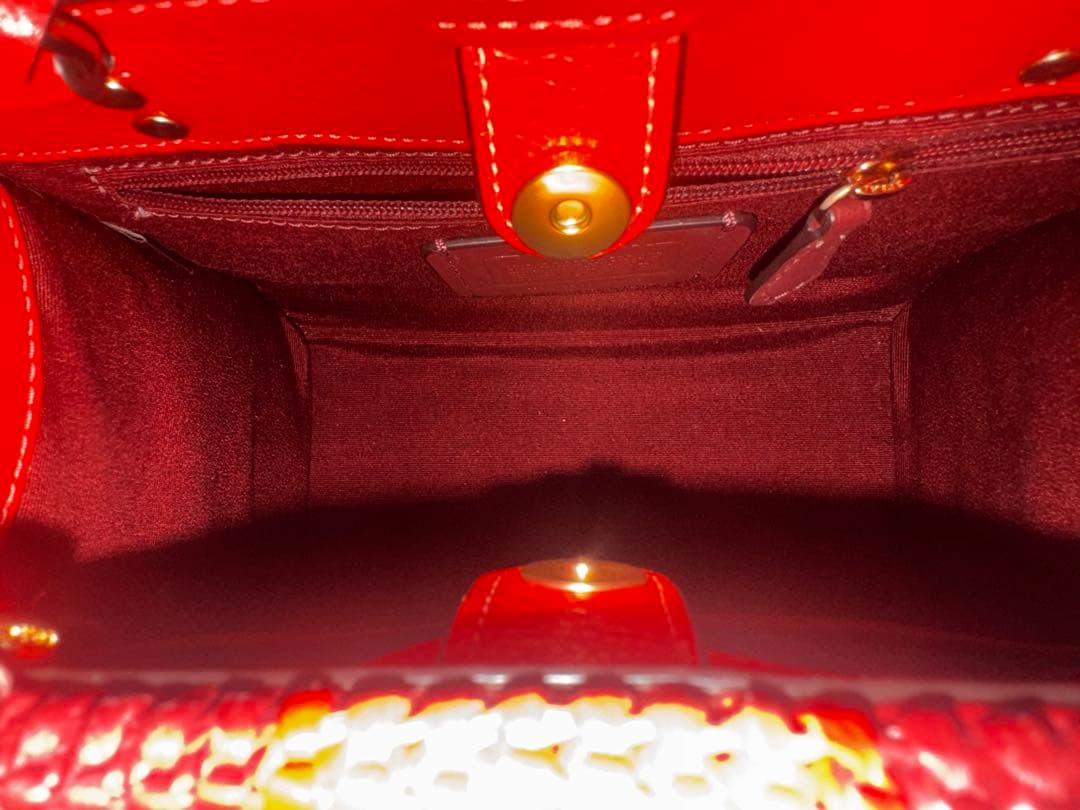 ★美品★【コーチ/COACH】カゴバッグ(赤/レッド)