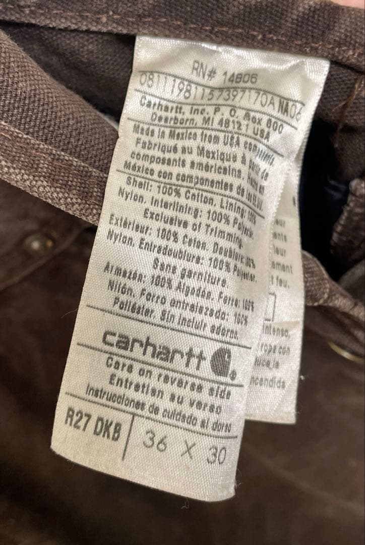 carharttカーハート　ダブルニー　ブラウン　オーバーオール 36×30