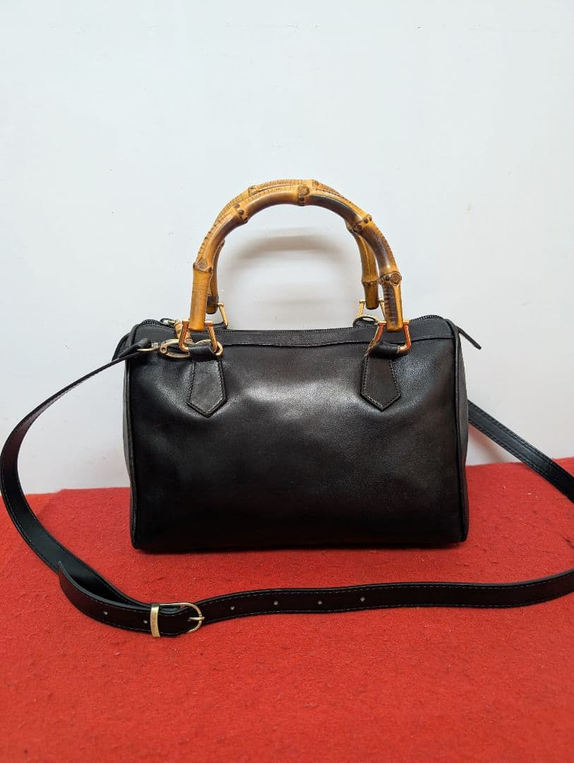 美品 極希少！Gucci バンブー レザーハンドバッグ ボストンバッグ 2way