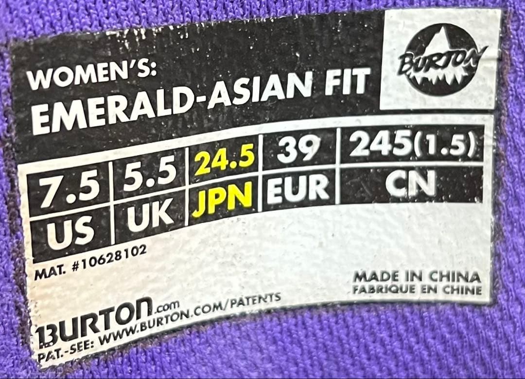 【即日発送】BURTON スノボEMERALD-ASIAN FIT24.5cm