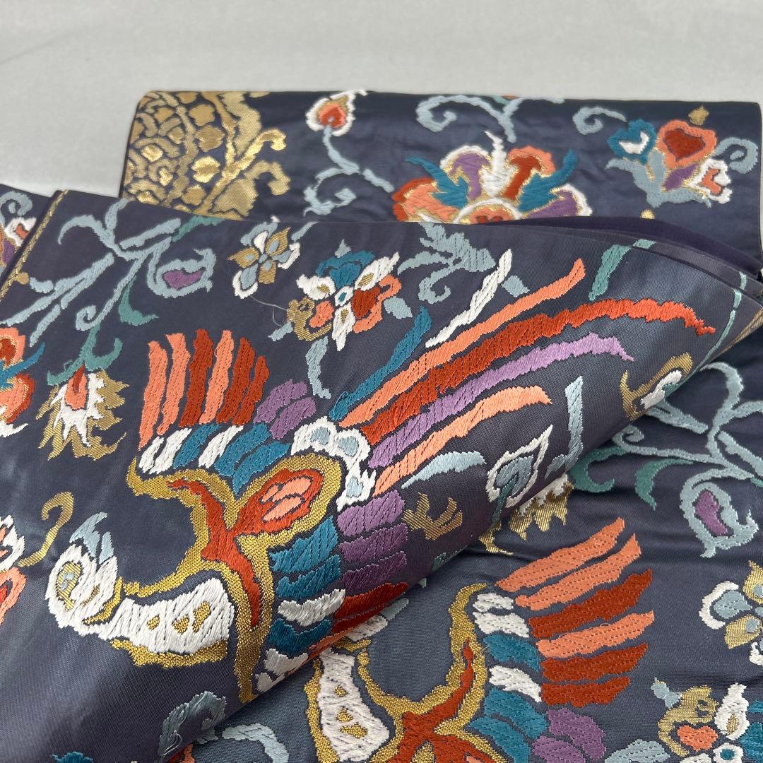 【ペルシャ　更紗文】高級絹製 袋帯 鳳凰と花柄0123