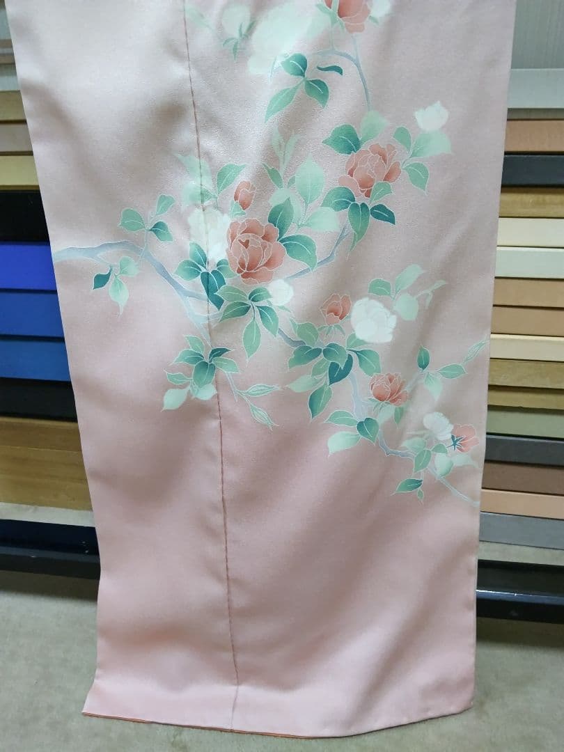 専用 最終値下げ F‐283 付下げ 薄ピンク 袷 枝花 暈し 重ね衿付 美品