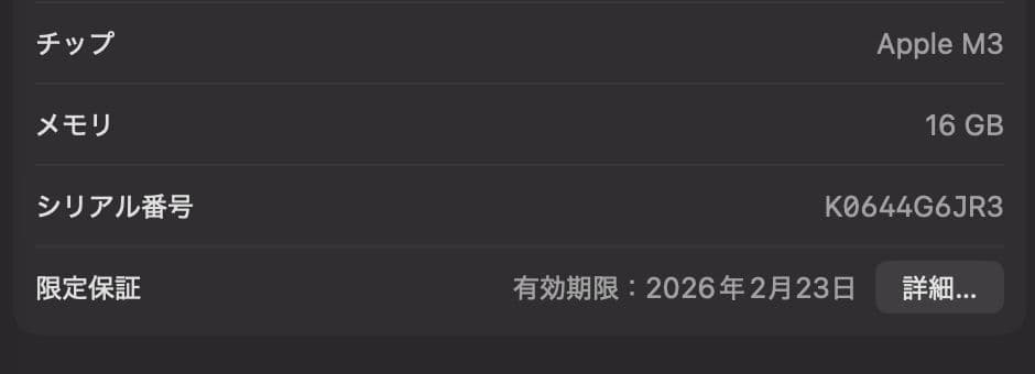 美品・保証あり Apple MacBook Air M3 16GB 256GB