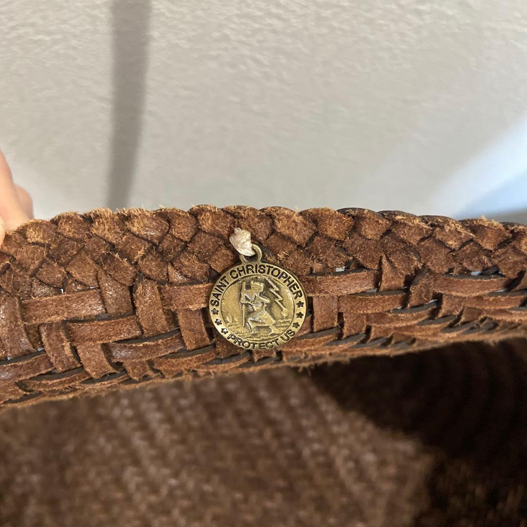 ダークブラウン 編み込み ハンドバッグ