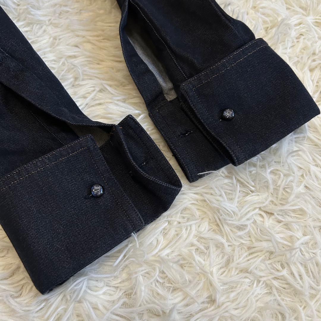 極美品✨マックスマーラ 白タグ コットン デニムシャツ イタリア製 ロゴカフス