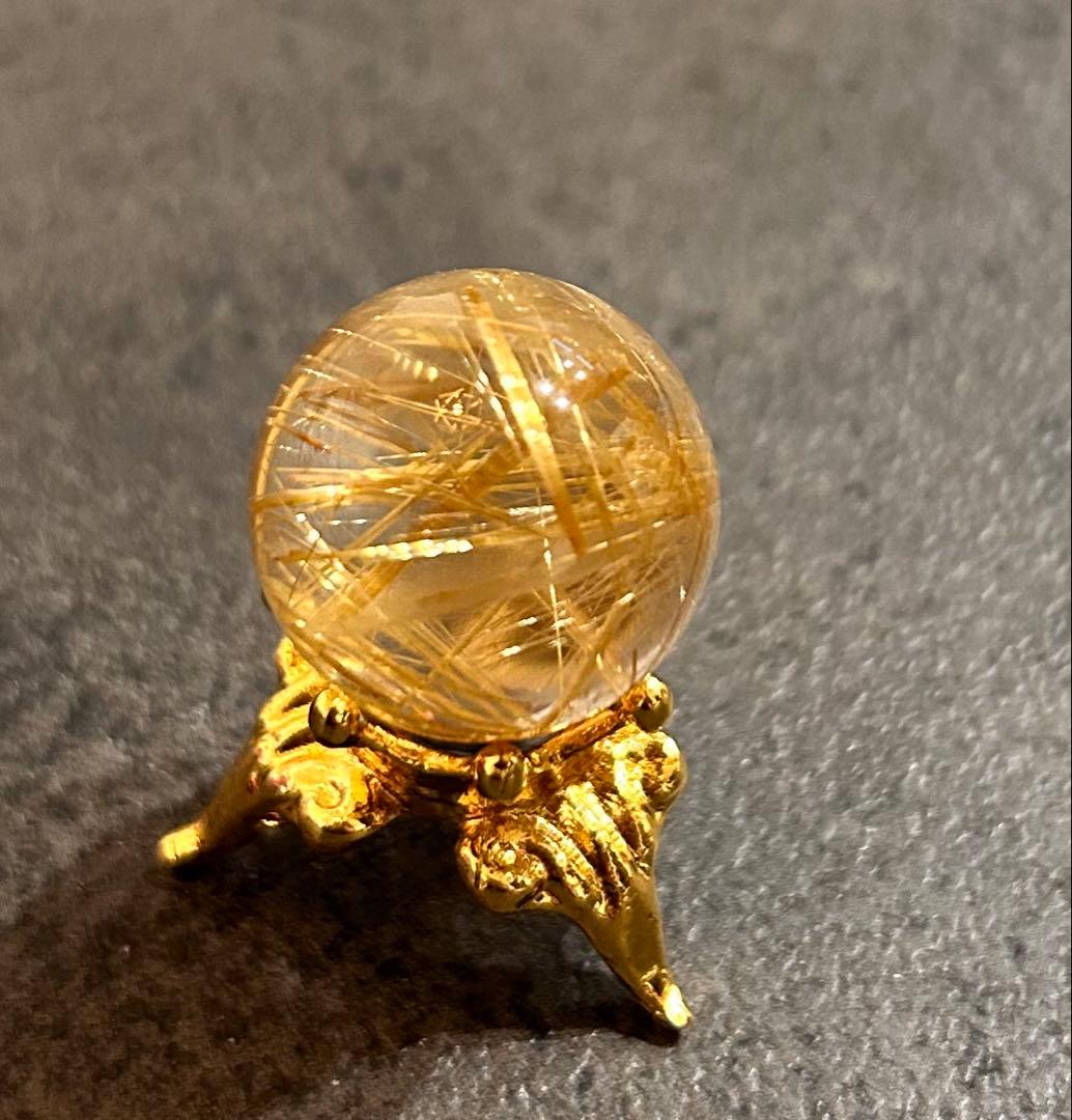 極上品✨ゴールドタイチンルチル　スフィア　18ミリ