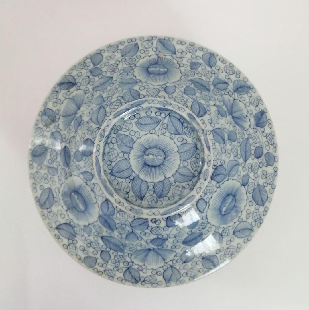 古伊万里　幕末　線描き　牡丹唐草図　食籠