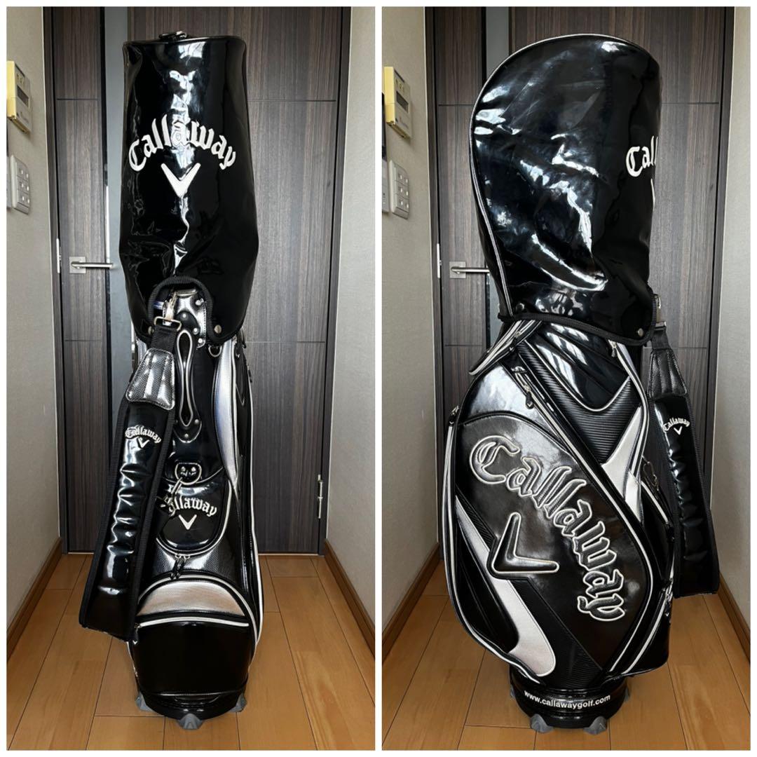 美品キャロウェイ　ド迫力大きめキャディバッグ　エナメル　9型　ブラック×シルバー