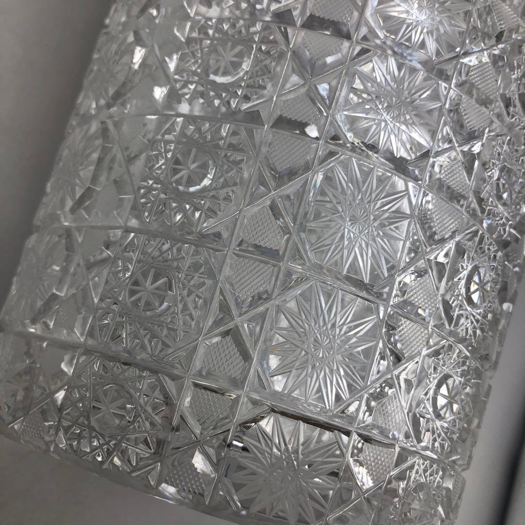 新品未使用箱入りボヘミアクリスタルカットフラワーベース花瓶31cm高級工芸品