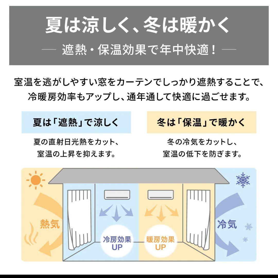コーティング裏地付き遮光・遮熱・防音オーダーカーテン　165×185cm 2枚