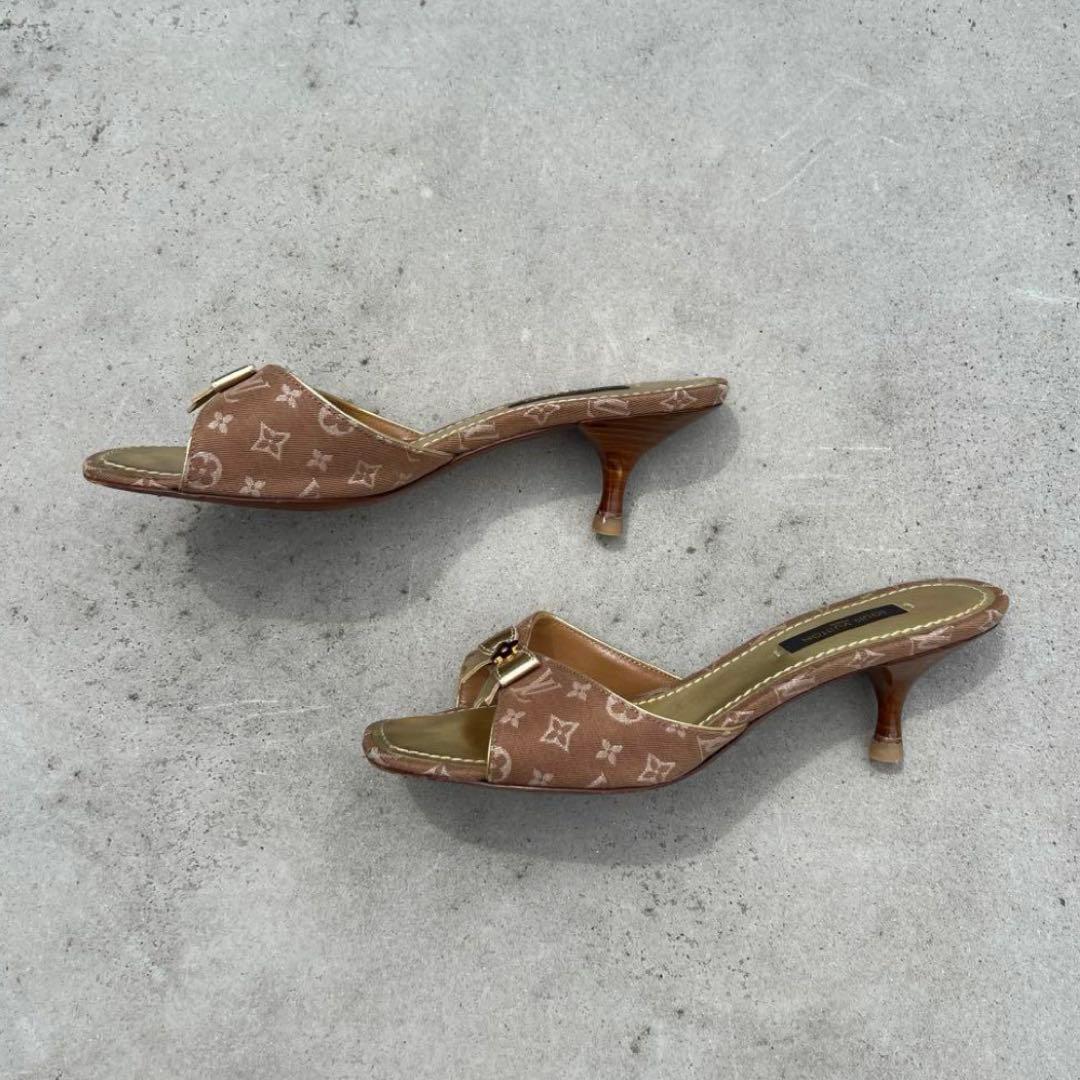 Vintage LOUIS VUITTON ブラウンゴールドミュール