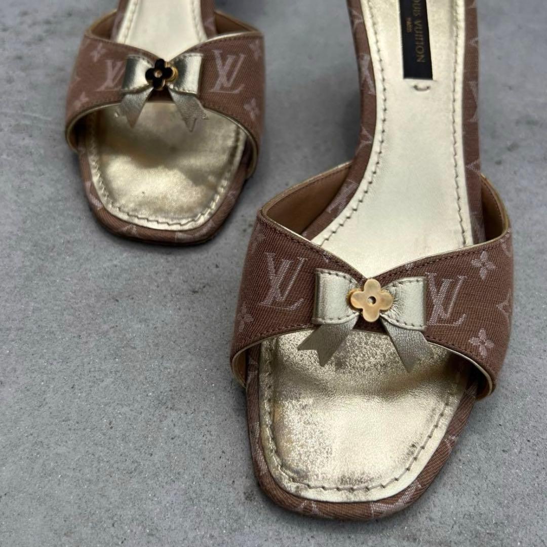 Vintage LOUIS VUITTON ブラウンゴールドミュール