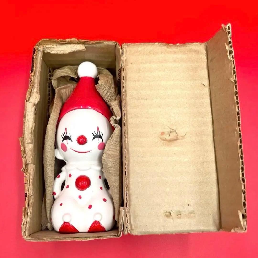 希少　箱付き　内藤ルネ　ピエロ　陶器製　置物　貯金箱　昭和　レトロ