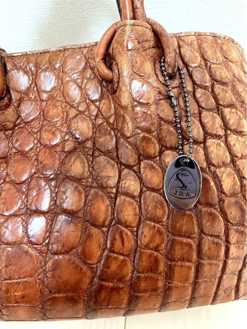 【希少】クロコダイル 高級 ハンドバッグ JRA認定 織りネーム付き 2WAY