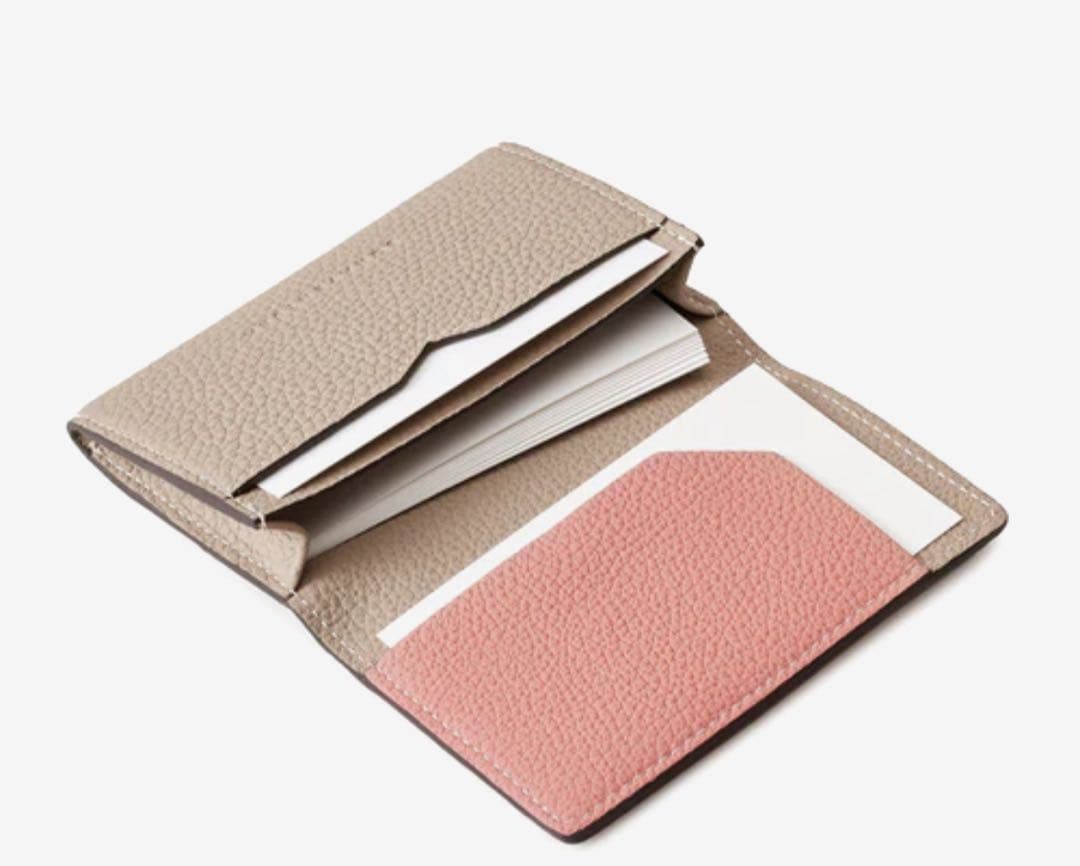 ボナベンチュラビジネスカードケース名刺入れグレージュシュリンクレザー