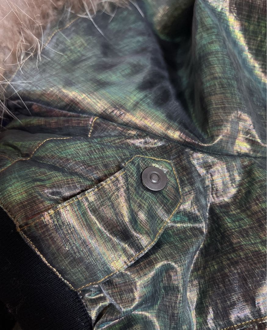 roen ロエン　メタリック　ノースリーブパーカー　ファー付き　ジャケット