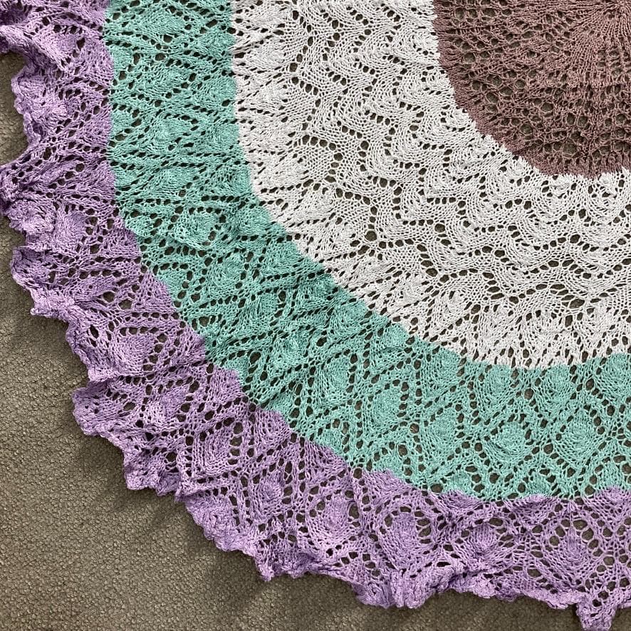 BQKH レース ニット ラグ ビンテージ 緑 紫ドイリー ブランケット Y