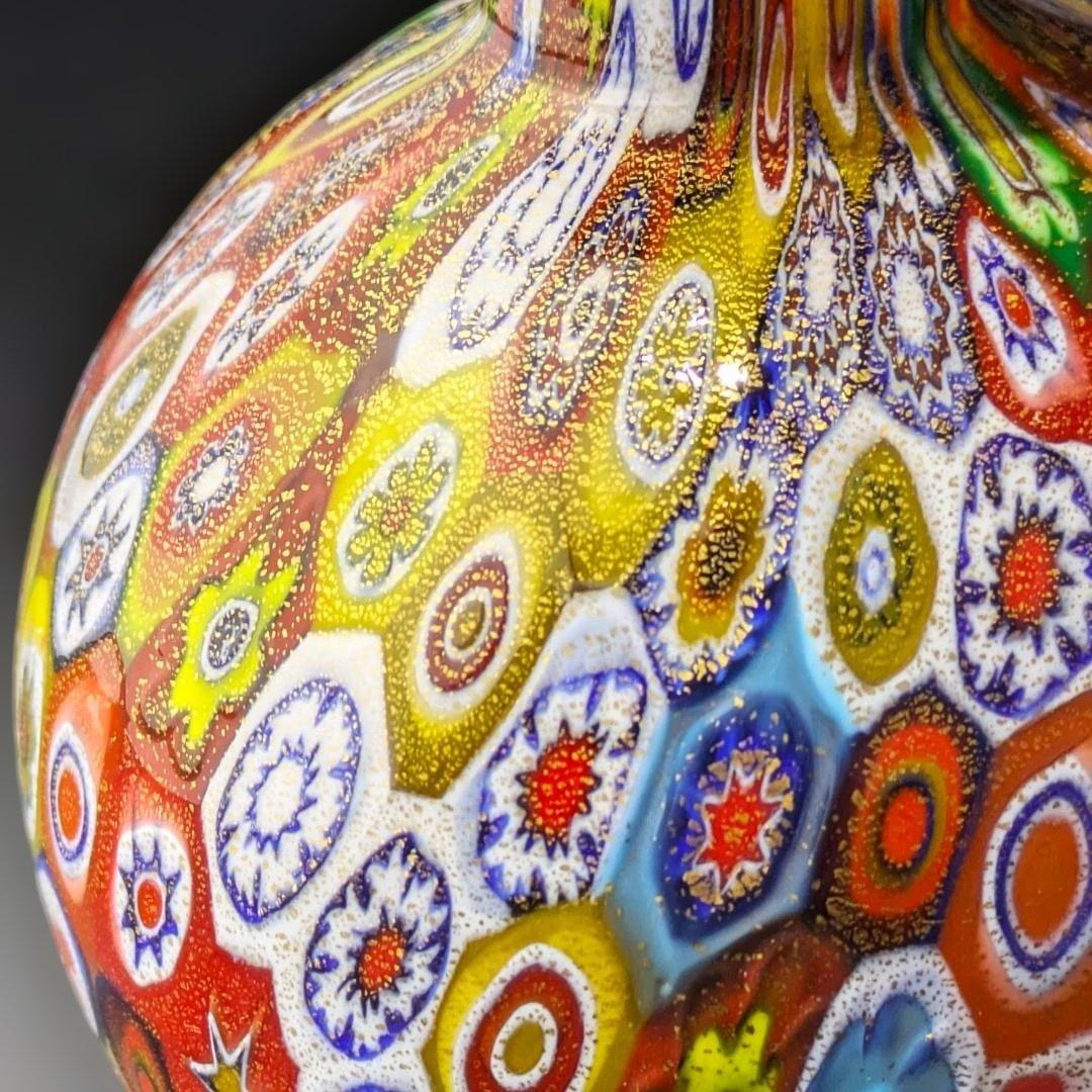 ムラーノ ミルフィオリ アート イタリア製の手吹きガラス 香水瓶 ゴールド箔