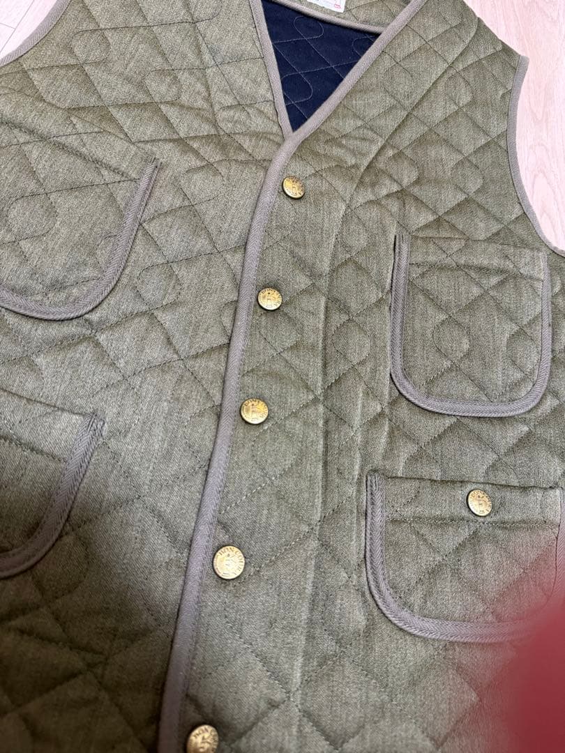 ア*ム様 BONCOURA パイピングベスト　ボンクラ ジレ　オリーブ　36
