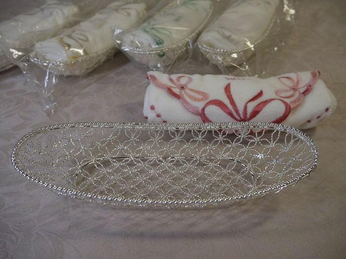 値下！銀座和光　WAKO 銀細工おしぼりトレイハンドタオルセット５客未使用超美品