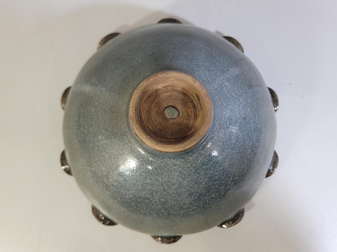 中国美術 斑紫釉 輪花 碗 時代物 DT444